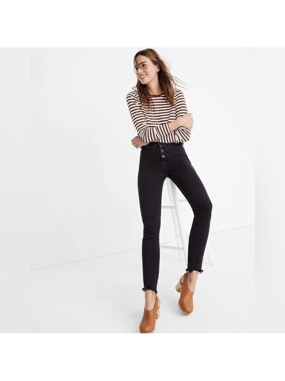 Madewell 10 Inch High Rise Skinny Jeans Black Size 28 Petite